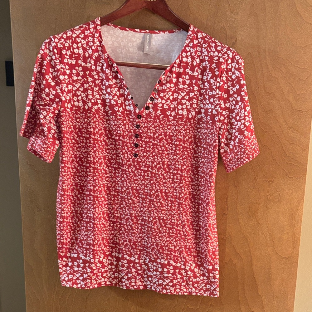 NoraCora Floral Red Women's Top Large